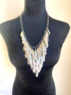Women's Silver Triangular Tiered Layered Adjustable Length Necklace